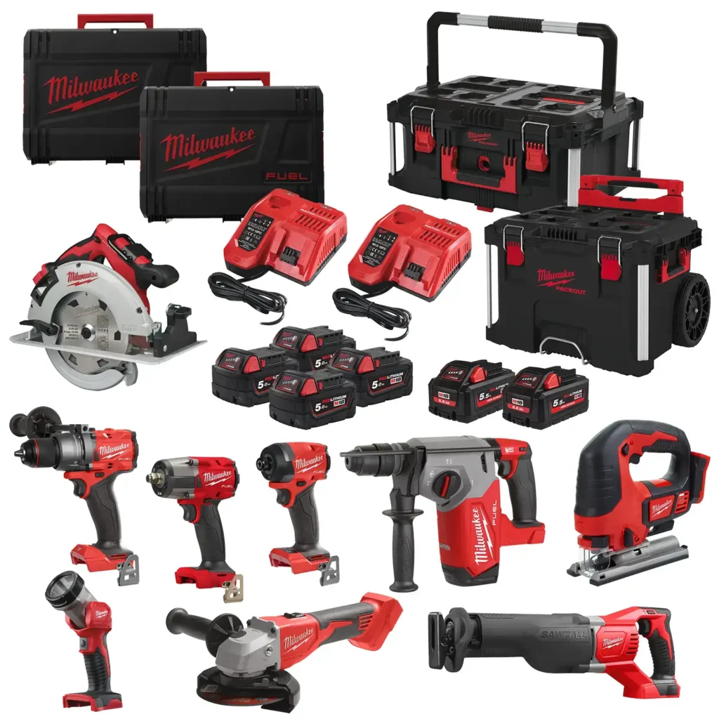 Zestaw 9 elektronarzędzi Milwaukee M18 FPP9A-555T AKU (4x 5.0 Ah + 2x 5.5 Ah)